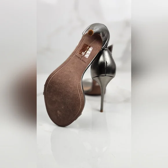 BCBGMAXAZRIA Lucy Pewter‎ Stiletto Sandal Heel NEW IN BOX SIZE 9.5 - Picture 4 of 10
